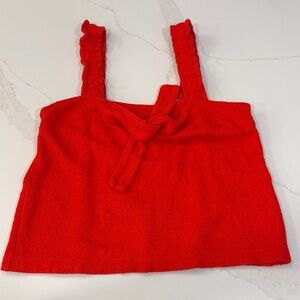 Madewell Red Ruffle Strap Crop Top